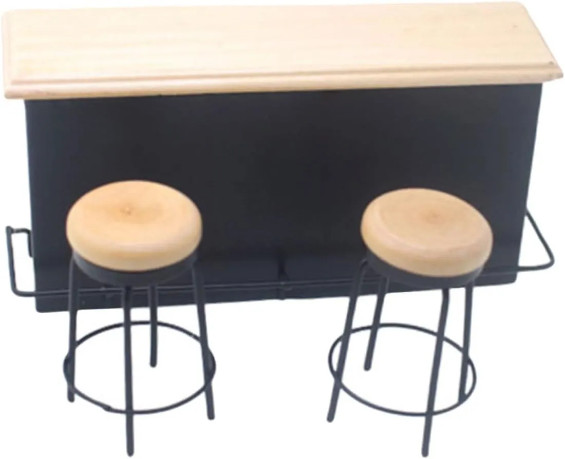 1 Set Mini House Set Bar Counter with Stools Dollhouse Kitchen Accessories for Creative Play for Decoration Photography Props Lightweight Sturdy Design