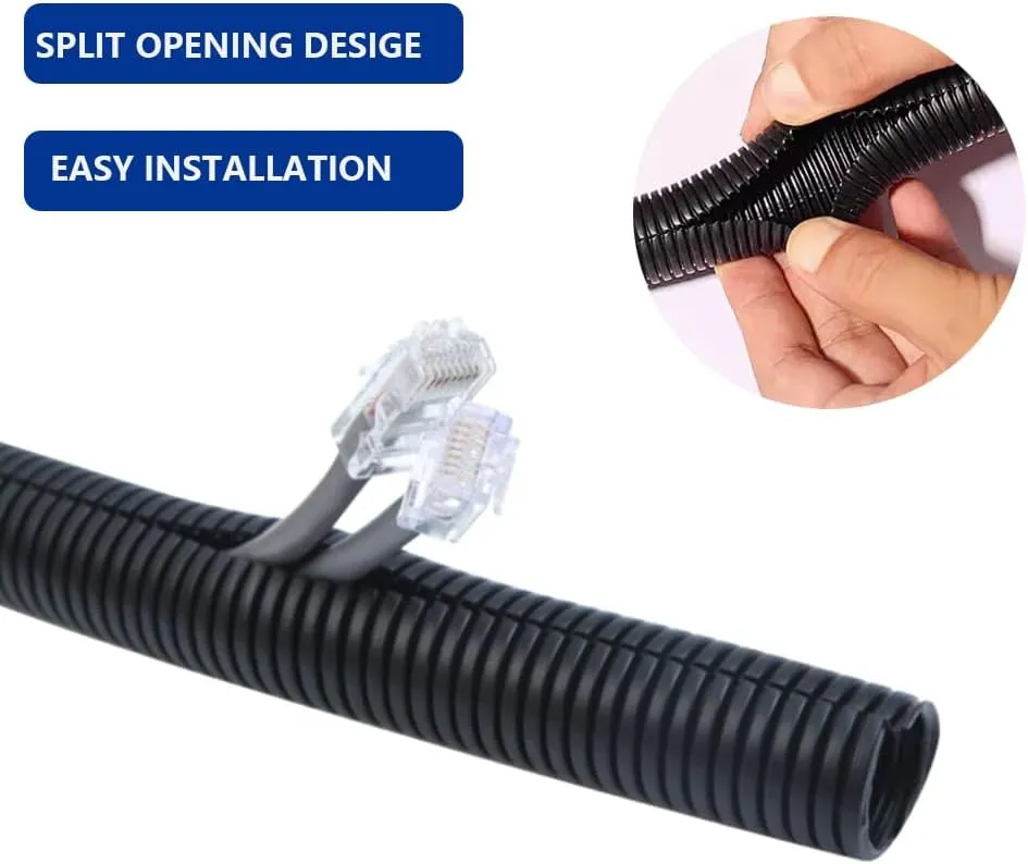 10 FT 1inch Split Wire Loom Tubing Wire Conduit,Flexible Wire Covers Cord Protectors,Cord Protectors from Pets,Black (1"-10ft)