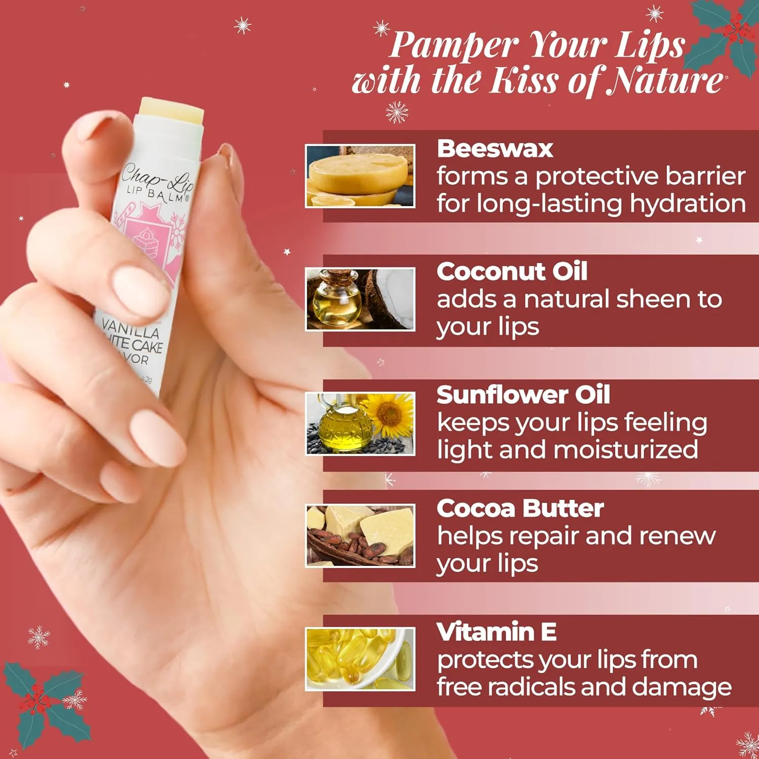 100% Natural Lip Balm Set - Beeswax Natural Christmas Gifts for Her - Ideal Gift for Women - Lip Moisturizer for Dry Lips, Cocoa Butter - Petroleum Free Pack of 24