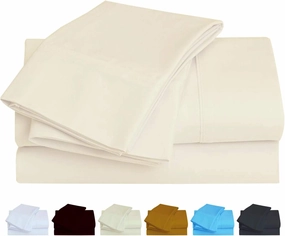1000 TC 4-Pc Sheet Set, Super Soft, Elegant and Premium Quality 100% Egyptian Cotton Bedding Bedsheet Set Comes with 18’’ Deep Pocket(Queen, Ivory)