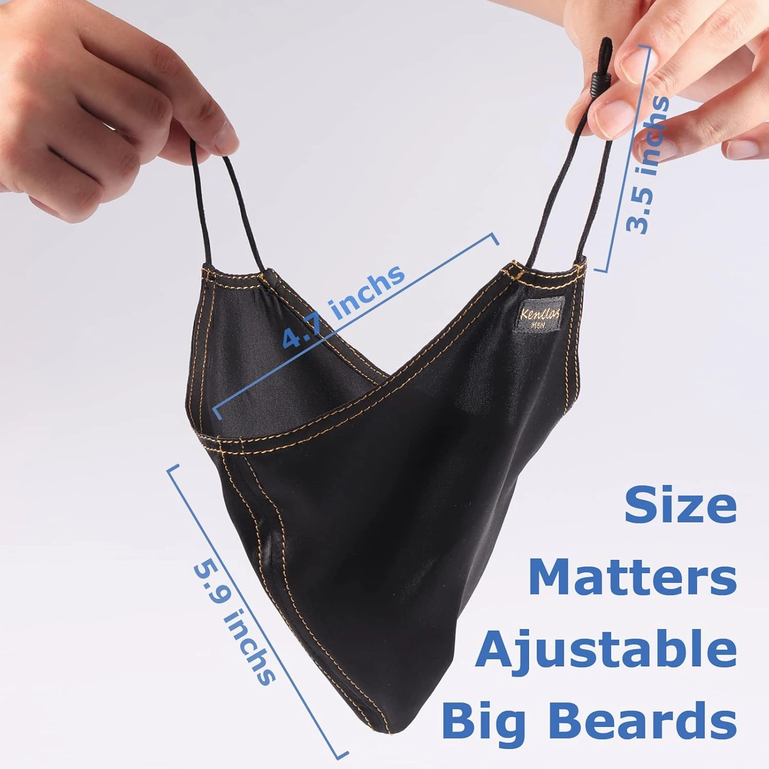 100% Mulberry-silk Beard Bandana - Large Adjustable Beard Bonnet for Men