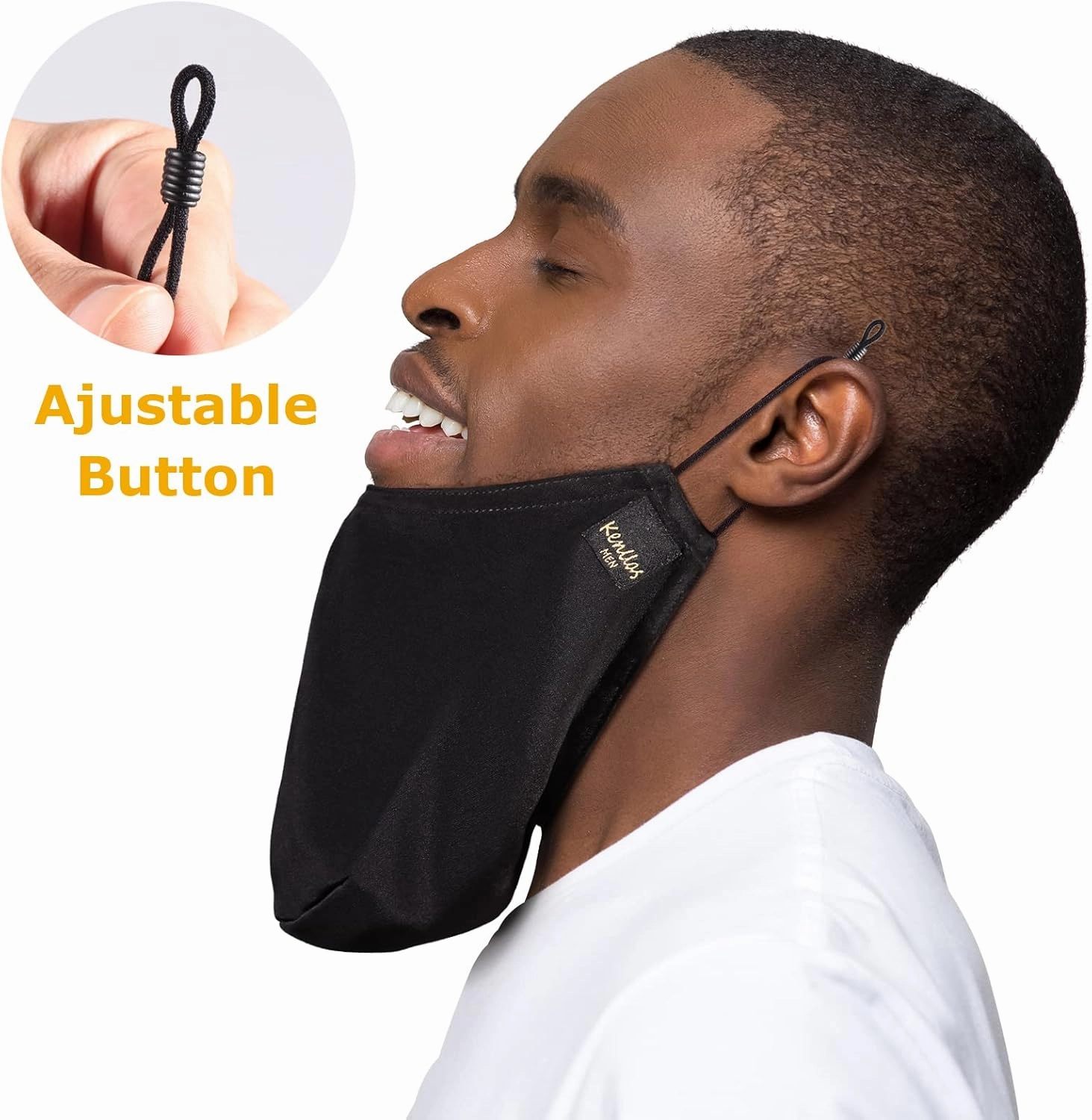 100% Mulberry-silk Beard Bandana - Large Adjustable Beard Bonnet for Men