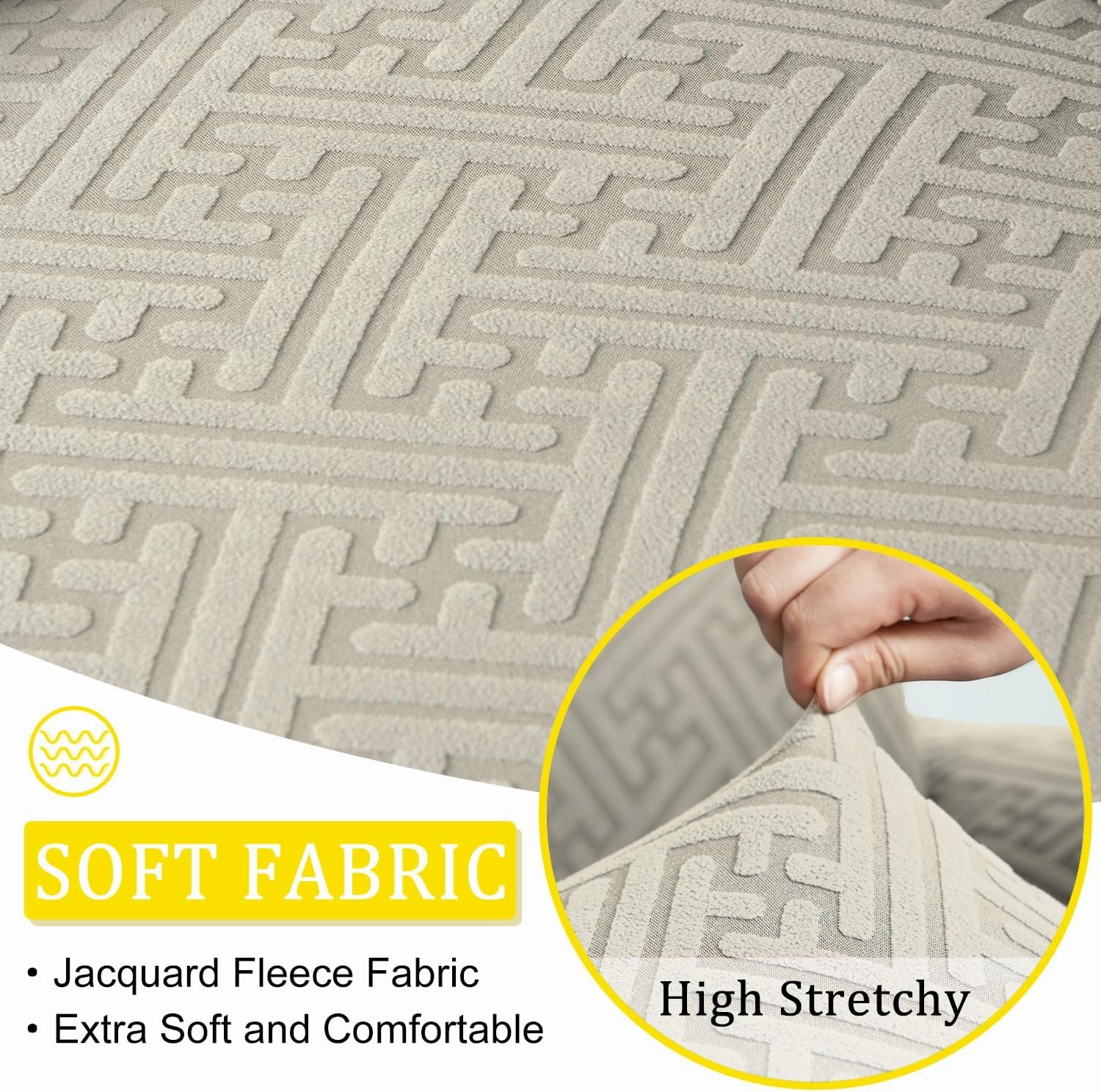 100% Waterproof Sectional Recliner Couch Covers for Reclining Couch L Shaped Corner Sectional Sofa Cover Jacquard Stretch L Shape Recliner Slipcovers (5 Seater 2 Console Cover, Light Gray)