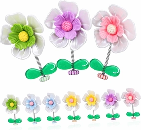 10 Pcs Boho Car Decor Shaking Floral Dashboard Adornments Air Clips for Car Interior Small Vibrant Decorations for Vehicles
