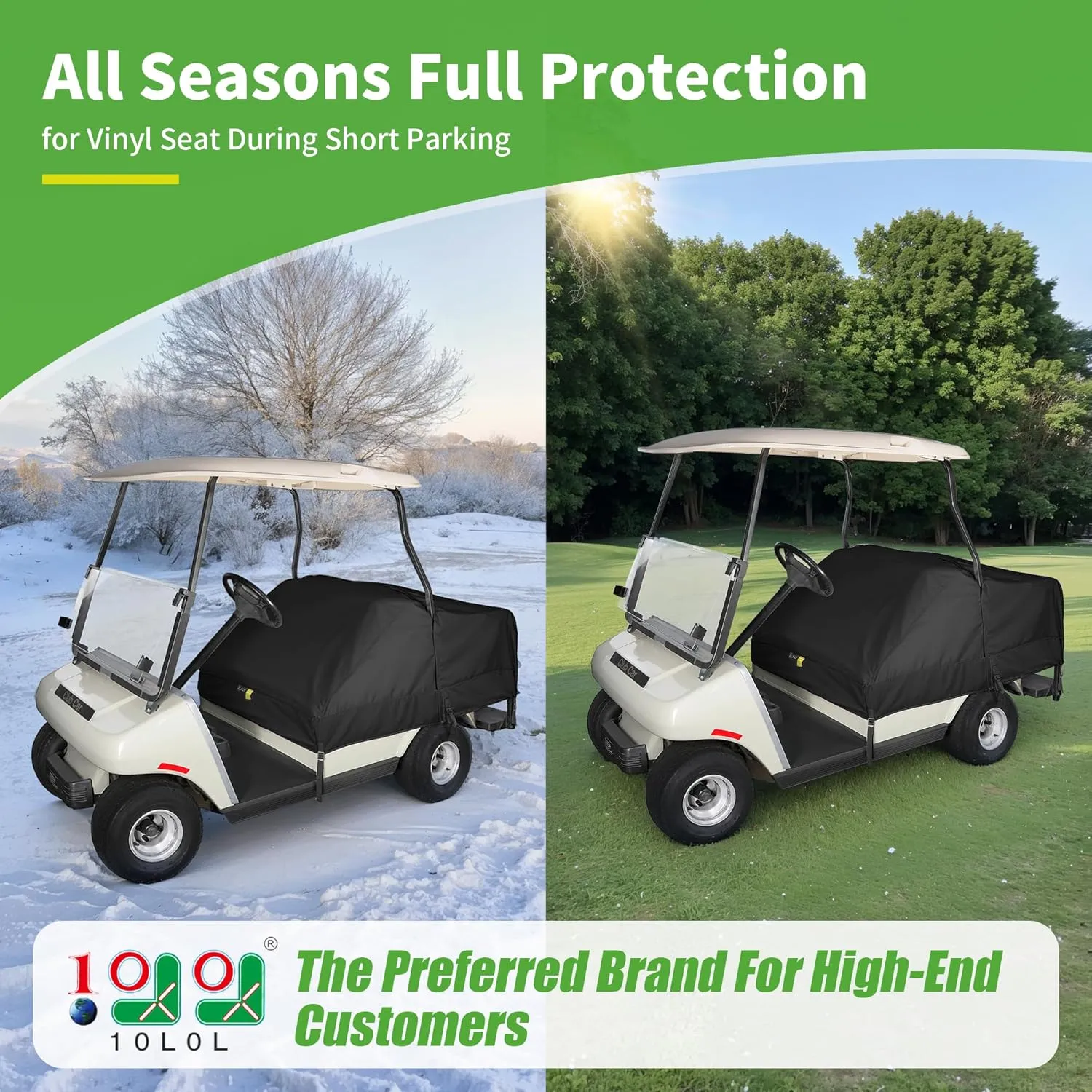 10L0L Waterproof Golf Cart Seat Cover for Yamaha, EZGO, Club Car 4 Passenger/2 2 Person, UV Protection, Universal Fit, 60 inches x 20 inches