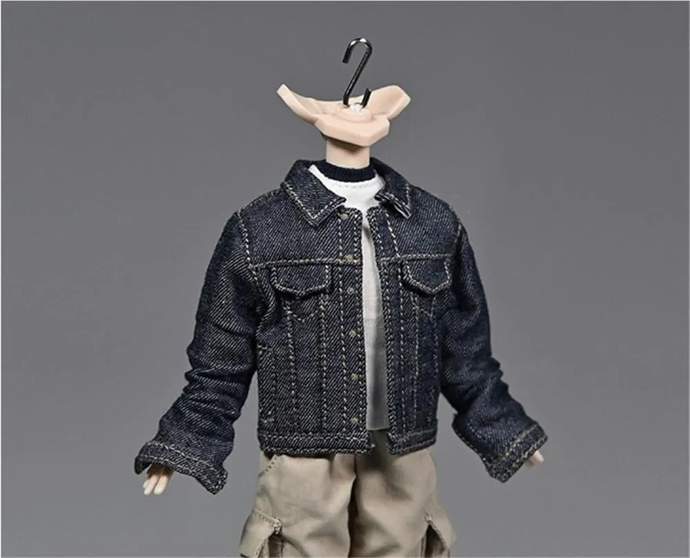 1/12 Scale Male Soldier Model Figure Doll Clothes Long Sleeve Denim Jackets Coat for 6 Inch Movable Doll Action Figure Accessories Doll