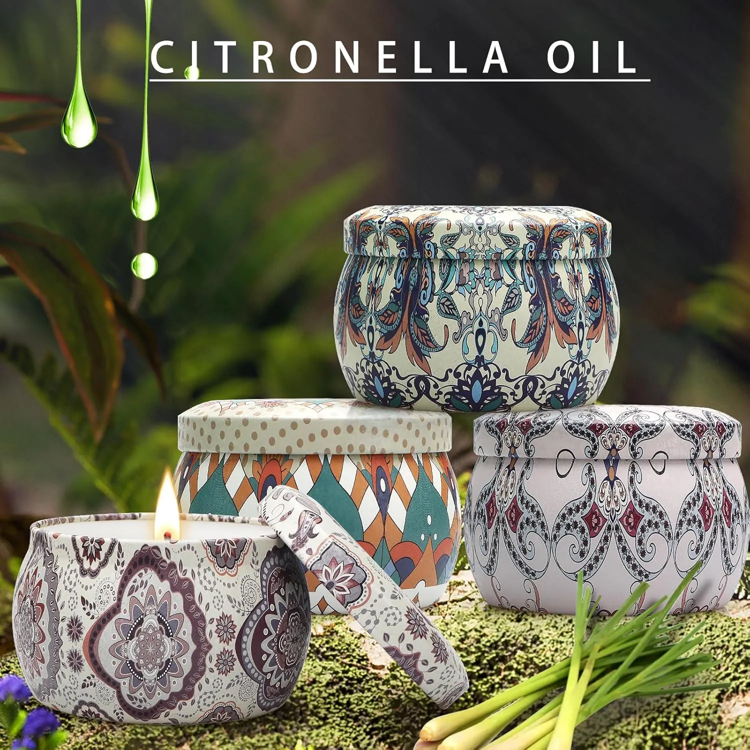 12 Pack Citronella Candles Outdoor, Natural Scented Candle for Patio, 360 Hours Long Lasting Soy Wax Citronella Candles Set, Summer Candle Bulk for Garden, Yard, Balcony, Camping, Indoor