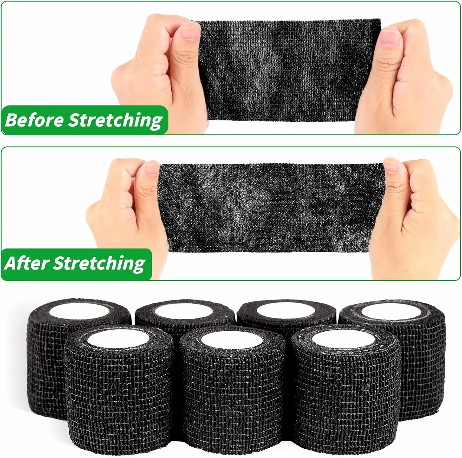 120 Pack Black Self Adhesive Bandage Wrap Bulk 2 Inch x 5 Yards Cohesive Bandage,Vet Wrap Breathable Elastic Self-Adherent Tape for Stretch Athletic Sports Wrist Ankle Dogs Pet Vet Wrap