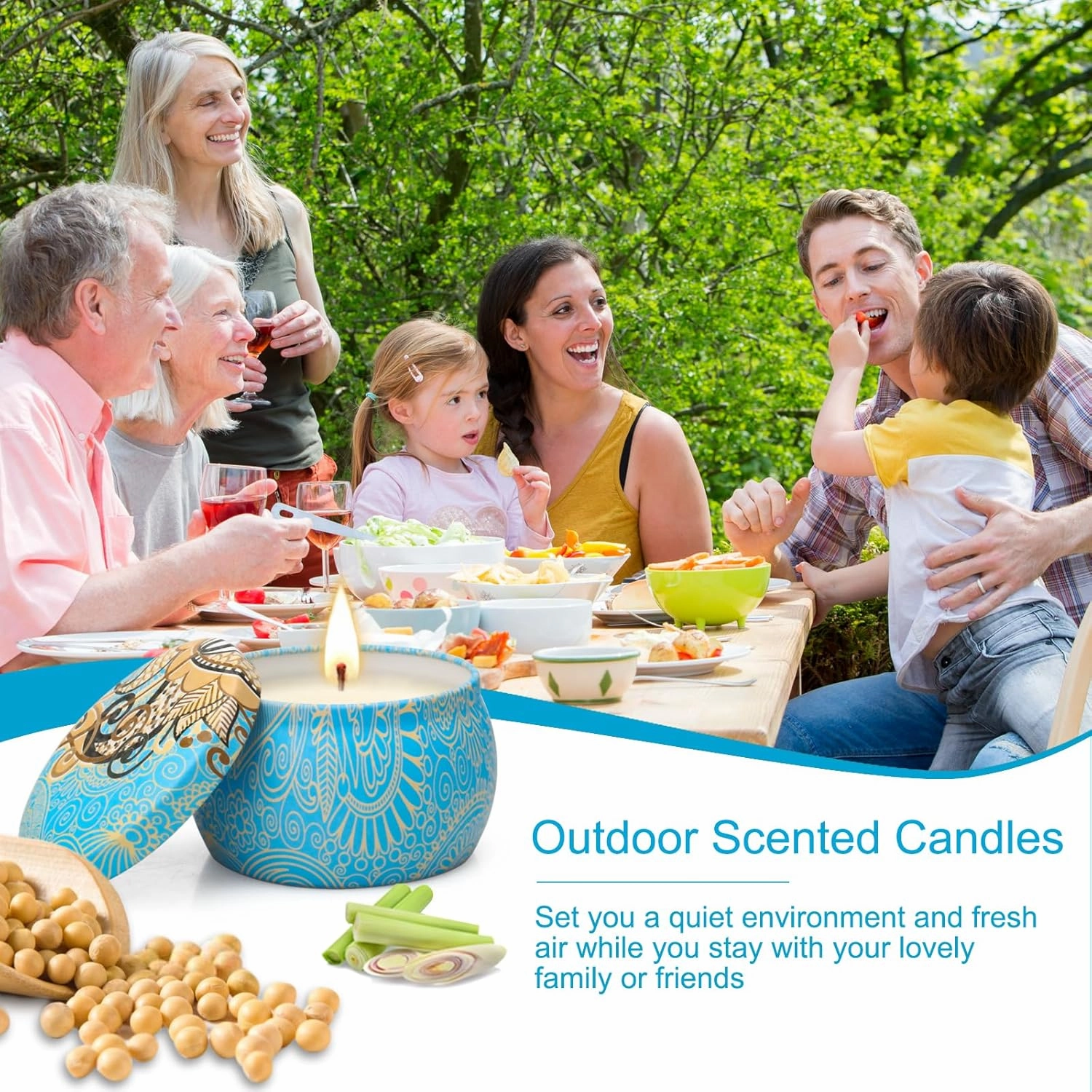 12 Pack Citronella Candles Outdoor, 52.8 Oz Natural Soy Wax Citronella Candle Set, Summer Gifts for Indoor Outdoor, 360 Hours Burning Citronellas Candles for Camping, Garden, Patio, Balcony, Yard
