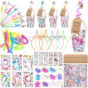 147 Pcs Cartoon Party Favors, Birthday Party Supplies for Kids, Goodie Bag Stuffers, Include Hairbands, Mochi Squishy Toys, Gift Cup etc Party Decorations