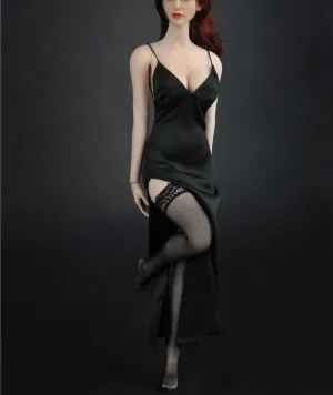 1/6 Scale Female Figure Clothes, Female Long Sleeve Evening Dress for 12 inch Action Figure Body Doll