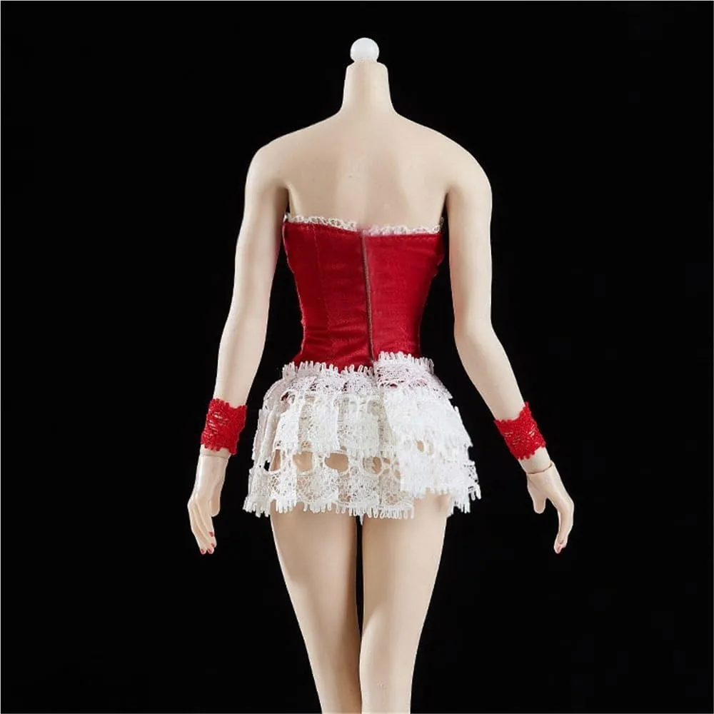 1/6 Scale Female Figure Clothes, Female Strapless Lace Dress for 12 inch Action Figure Body Doll(White)