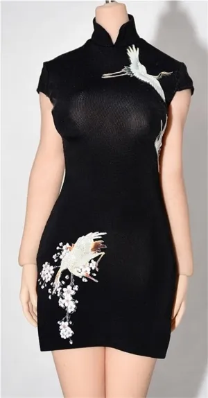 1/6 Scale Female Soldier Model Figure Doll Short Sleeve Cheongsam Chinese Print Dress Clothes for 12 inch Action Figure Doll Clothes Doll