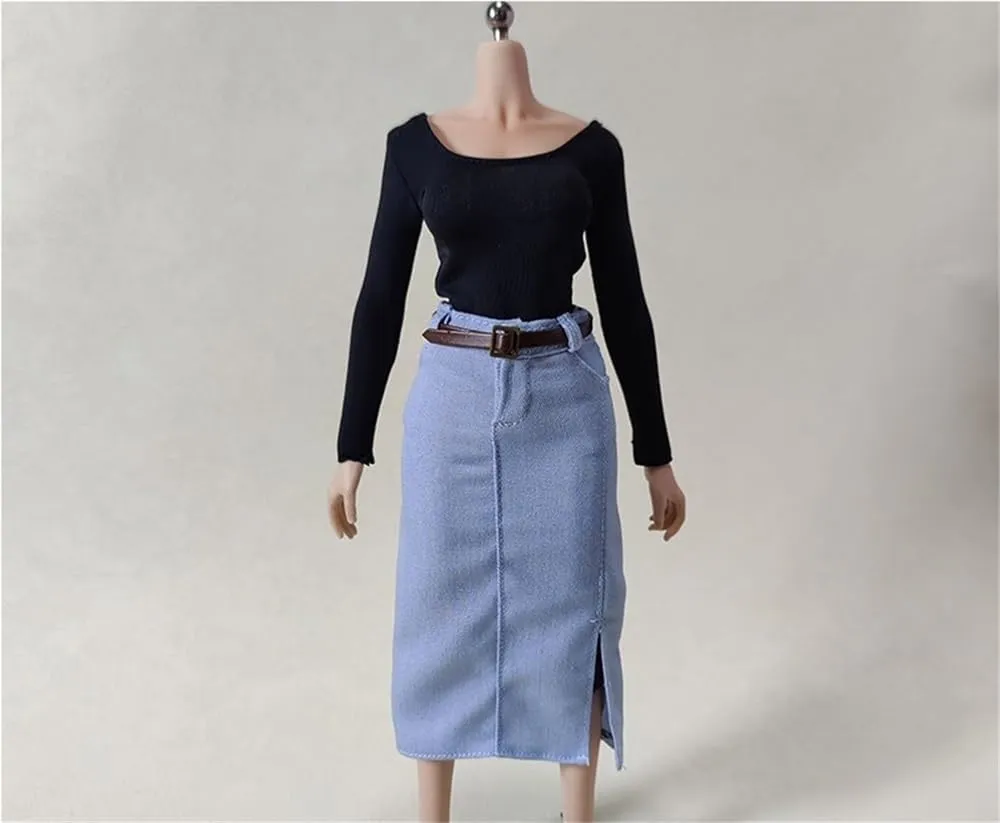 1/6 Scale Female,Figure Doll Clothes Long Sleeved Bodysuits Denim Skirt for 12" Female Soldier Action Figure Doll