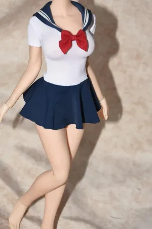 1/6 Scale Figure Doll Clothes, Short Sleeve Uniform Pleated Skirt with Socks, Clothing Costume for 12 inch Female Action Figure Accessories Doll