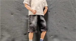 1/6 Scale Male,Figure Doll Clothes Casual Denim Jeans Shorts Costume for 12 inch Male Soldier Action Figure Doll(Black)