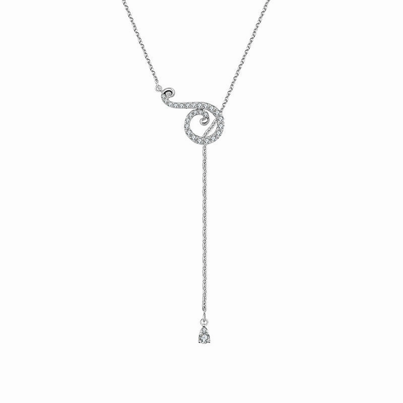 18k Gold Curve Shape Adjustable Diamond Necklace