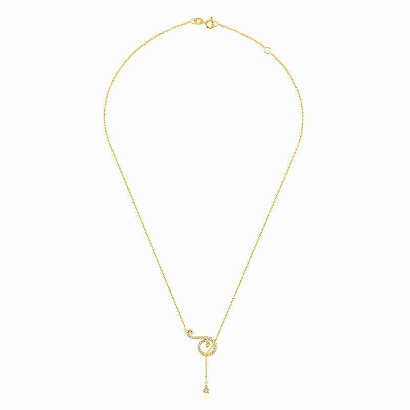 18k Gold Curve Shape Adjustable Diamond Necklace
