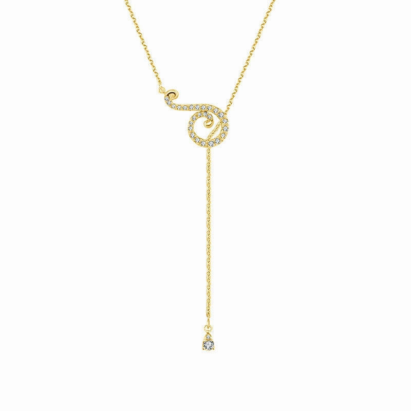 18k Gold Curve Shape Adjustable Diamond Necklace