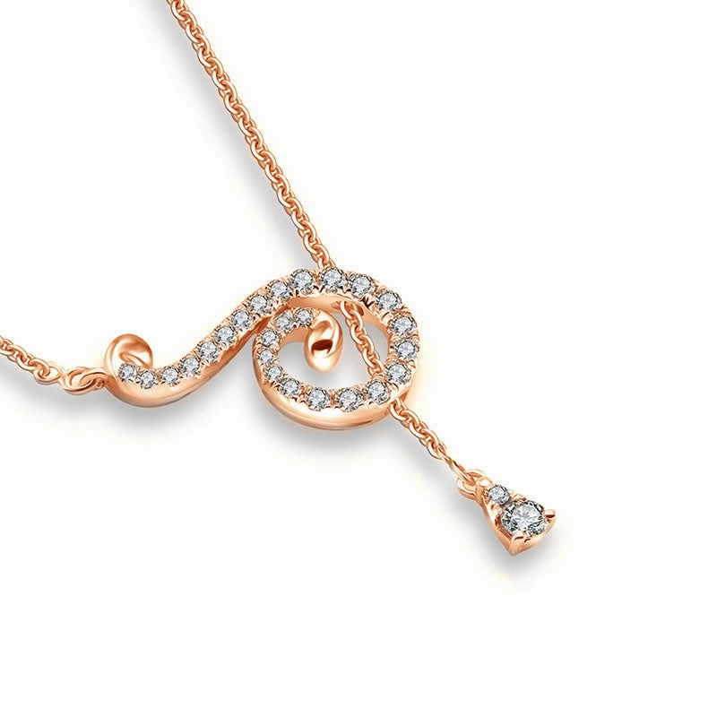 18k Gold Curve Shape Adjustable Diamond Necklace