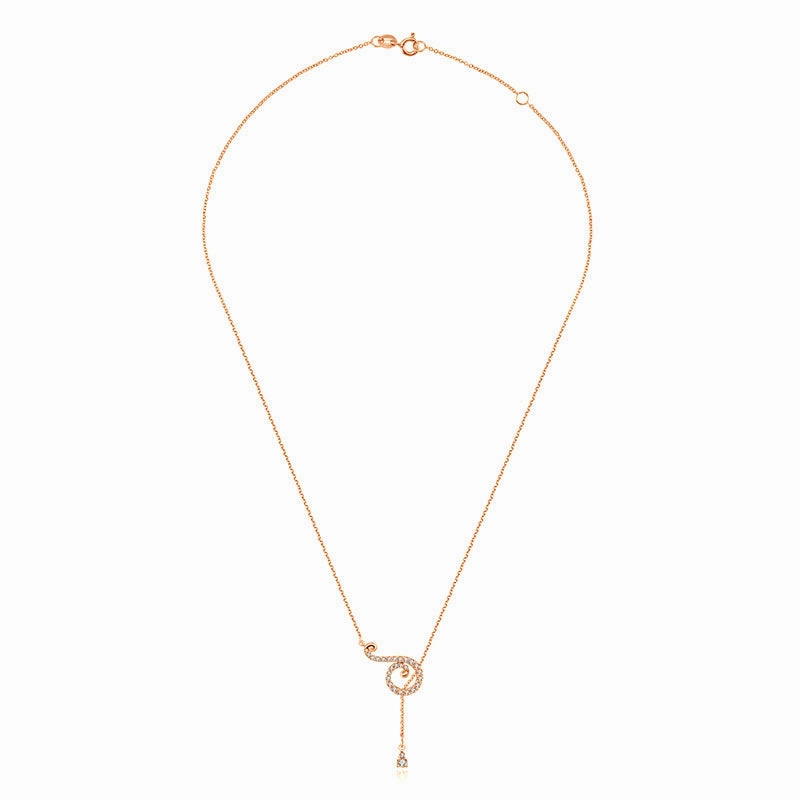 18k Gold Curve Shape Adjustable Diamond Necklace