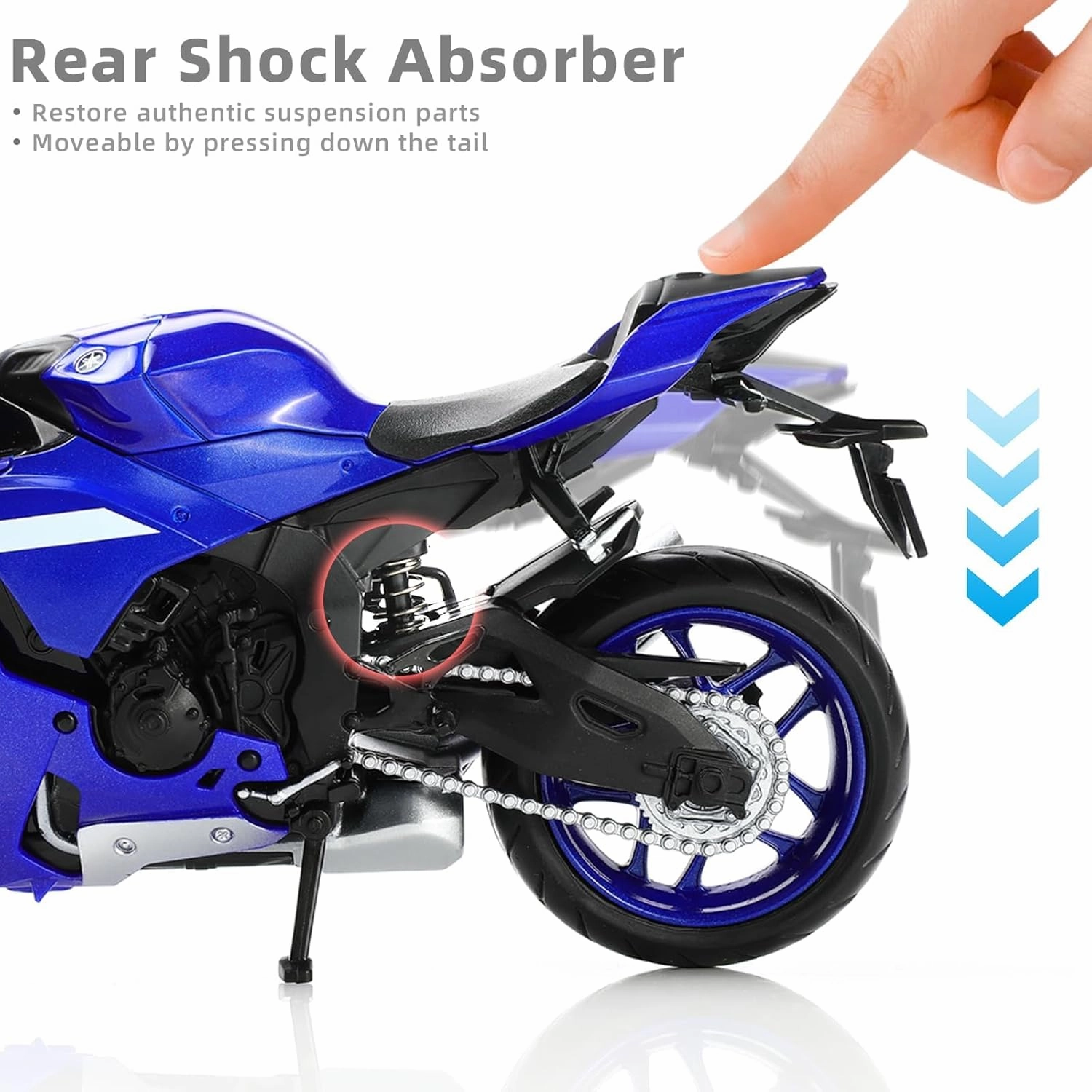 1:12 Motorcycle Model Toy for Yamaha YZF-R1 1000R Metal Die-cast with Plastic Motorcycle Model No Assembly Required Mini Finished Moto Gift for Adult（Blue）