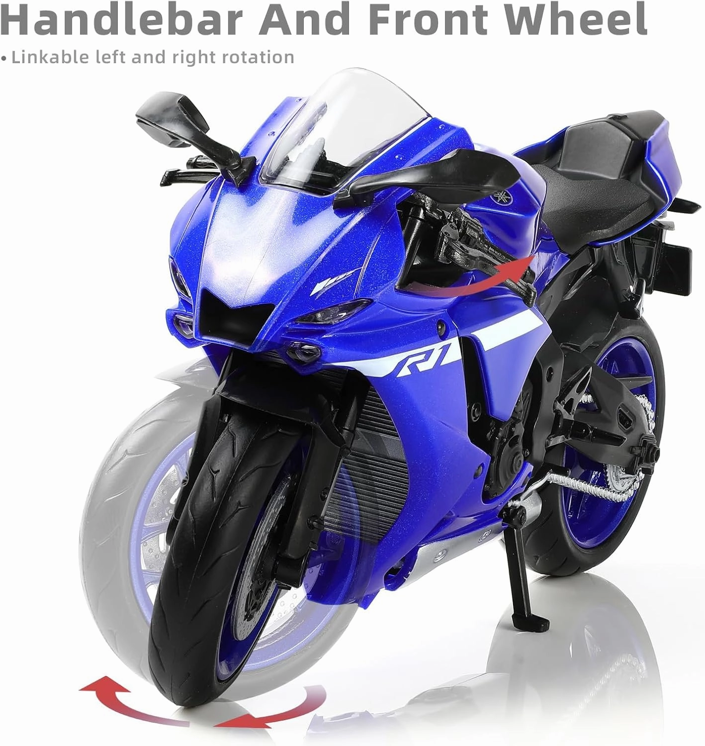 1:12 Motorcycle Model Toy for Yamaha YZF-R1 1000R Metal Die-cast with Plastic Motorcycle Model No Assembly Required Mini Finished Moto Gift for Adult（Blue）