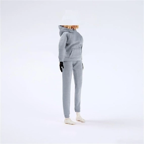 1/12 Scale Female Clothes,Figure Doll Clothes Hoodie Trousers Costume for 6" Female Soldier Action Figure Body Doll(Gray)