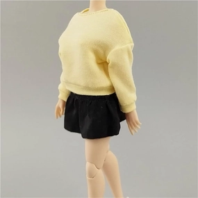 1/12 Scale Female,Figure Doll Clothes Long Sleeved Hoodie Short Skirt for 6" Female Soldier Action Figure Doll(Yellow)