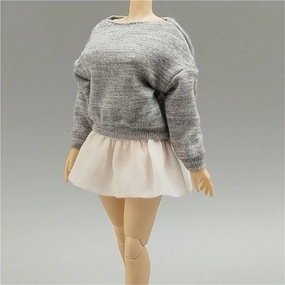 1/12 Scale Female,Figure Doll Clothes Sweatshirt Short Skirt Costume for 6" Female Soldier Action Figure Doll(Gray)