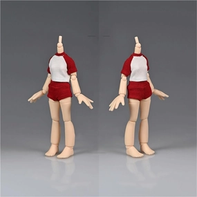 1/12 Scale Female Soldier Model Figure Doll Clothes Short Sleeved T-Shirt Shorts Long Stockings for 6 Inch Movable Doll Action Figure Accessories Doll(Red)