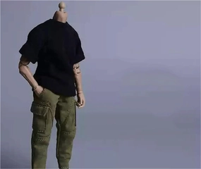 1/12 Scale Male Soldier Model Figure Doll Black T-Shirt Cargo Pants Clothes for 6 inch Action Figure Doll Clothes Doll
