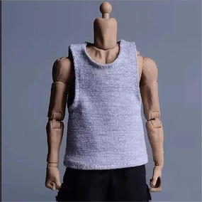 1/12 Scale Male Soldier Model Figure Doll Sleeveless Vest Shirts Round Neck T-Shirt Clothes for 6 inch Action Figure Doll Clothes Doll(Gray)