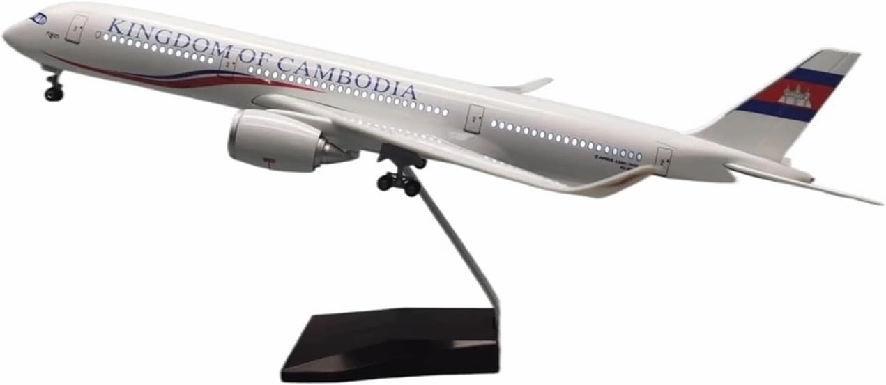 1:142 Scale for Airbus A350 Cambodia Aircraft Model Die-Casting Machine Souvenir Decoration Collected Desktop Display Miniatures Toy's Set(with Light)