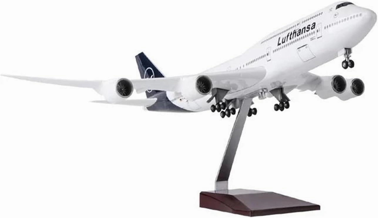 1 150 Scale for Airplanes B747 Lufthansa 2024 Plane Model Collection Plane Presents Static Display Aircraft Models(with Light)