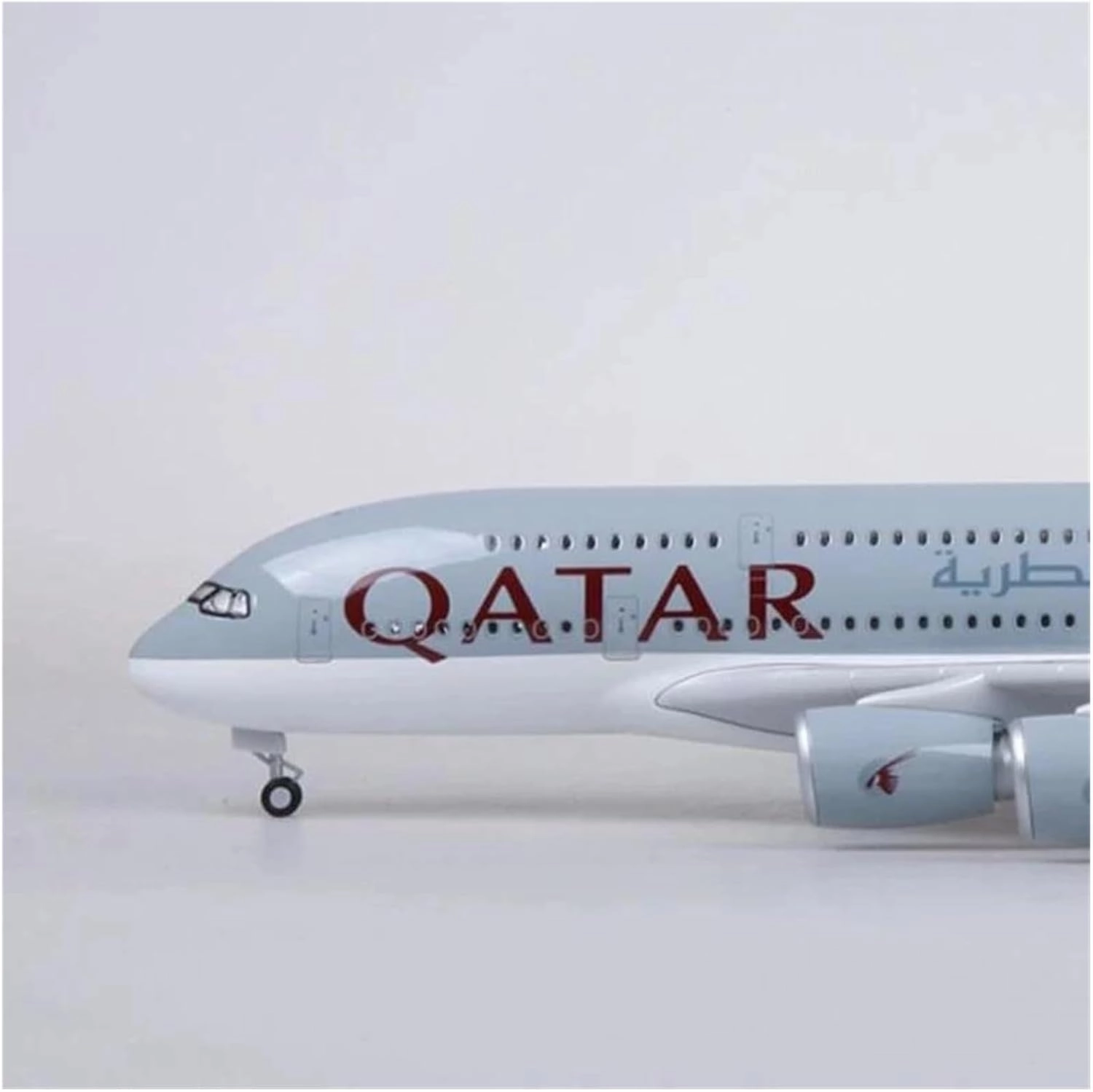 1:180 Scale for A380 Qatar Model Aircraft Collection Decorated with LED Lights Touch Or Sound Control Display Collection(with lamp)