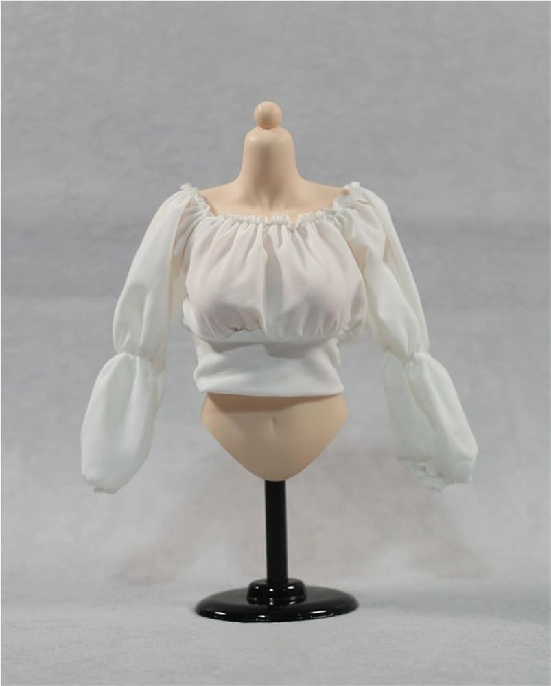 1/6 Scale Female,Figure Doll Clothes Casual Long Sleeve Shoulder Tight Shirts for 12" Soldier Action Figure Doll(White)