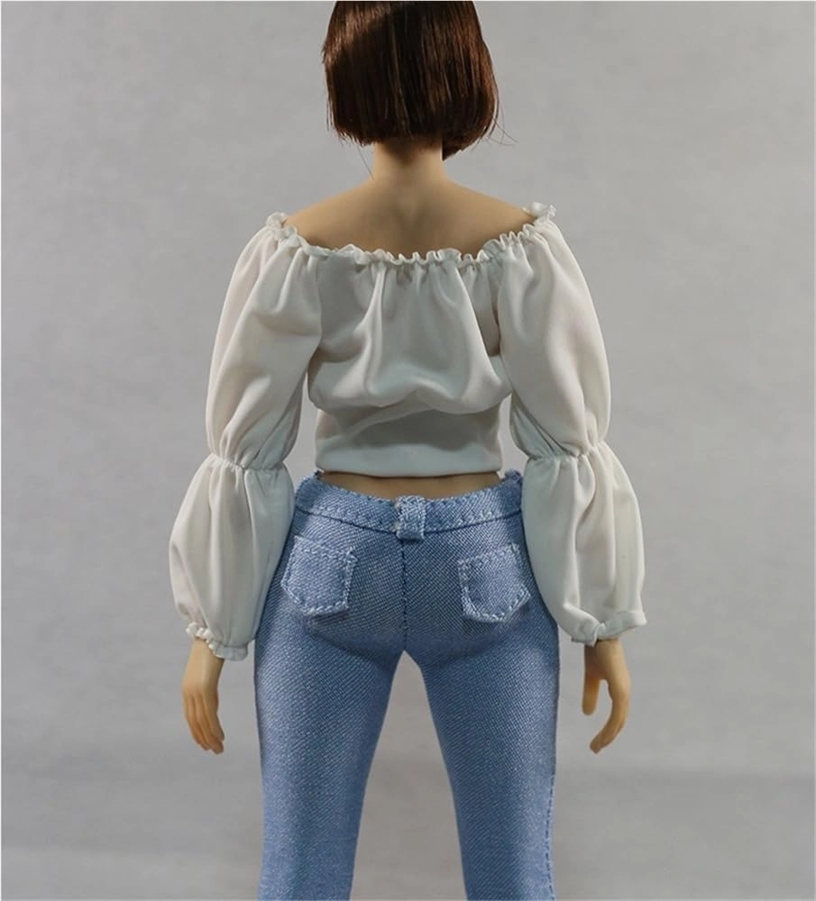 1/6 Scale Female,Figure Doll Clothes Casual Long Sleeve Shoulder Tight Shirts for 12" Soldier Action Figure Doll(White)
