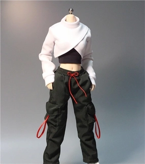 1/6 Scale Female,Figure Doll Clothes Hoodie Shirt Cargo Pants Costume for 12" Female Soldier Action Figure Doll(Black)
