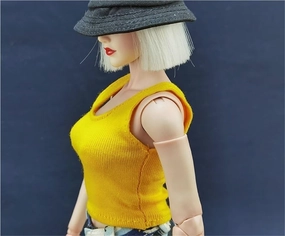 1/6 Scale Female,Figure Doll Clothes Knit Vest Sleeveless Shirt Costume for 12" Female Soldier Action Figure Doll(Yellow)