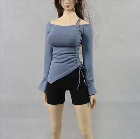 1/6 Scale Female,Figure Doll Clothes Long Sleeve Drawstring T Shirt Costume for 12" Soldier Action Figure Doll
