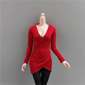 1/6 Scale Female,Figure Doll Clothes Long Sleeves Knit Dress Costume for 12" Female Soldier Action Figure Doll(Red)