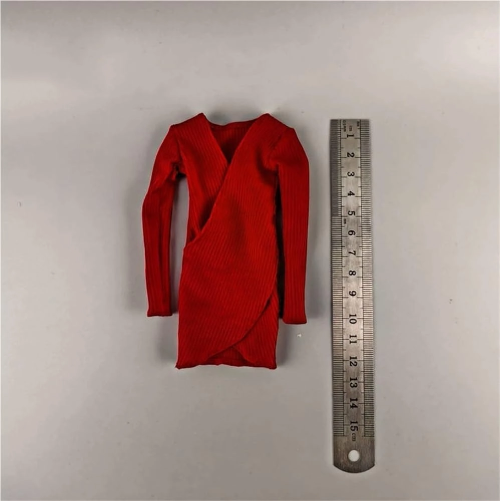 1/6 Scale Female,Figure Doll Clothes Long Sleeves Knit Dress Costume for 12" Female Soldier Action Figure Doll(Red)