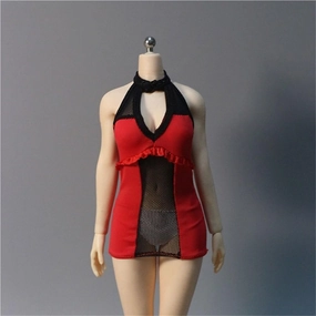 1/6 Scale Female,Figure Doll Clothes Sleeveless Mesh Tight Dress Costume for 12" Soldier Action Figure Doll(Red)