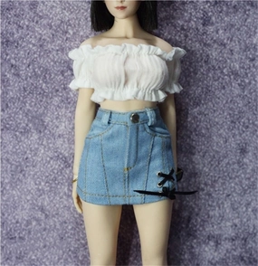 1/6 Scale Female,Figure Doll Clothes Strapless Sleeveless Shirt Denim Skirt for 12" Soldier Action Figure Doll
