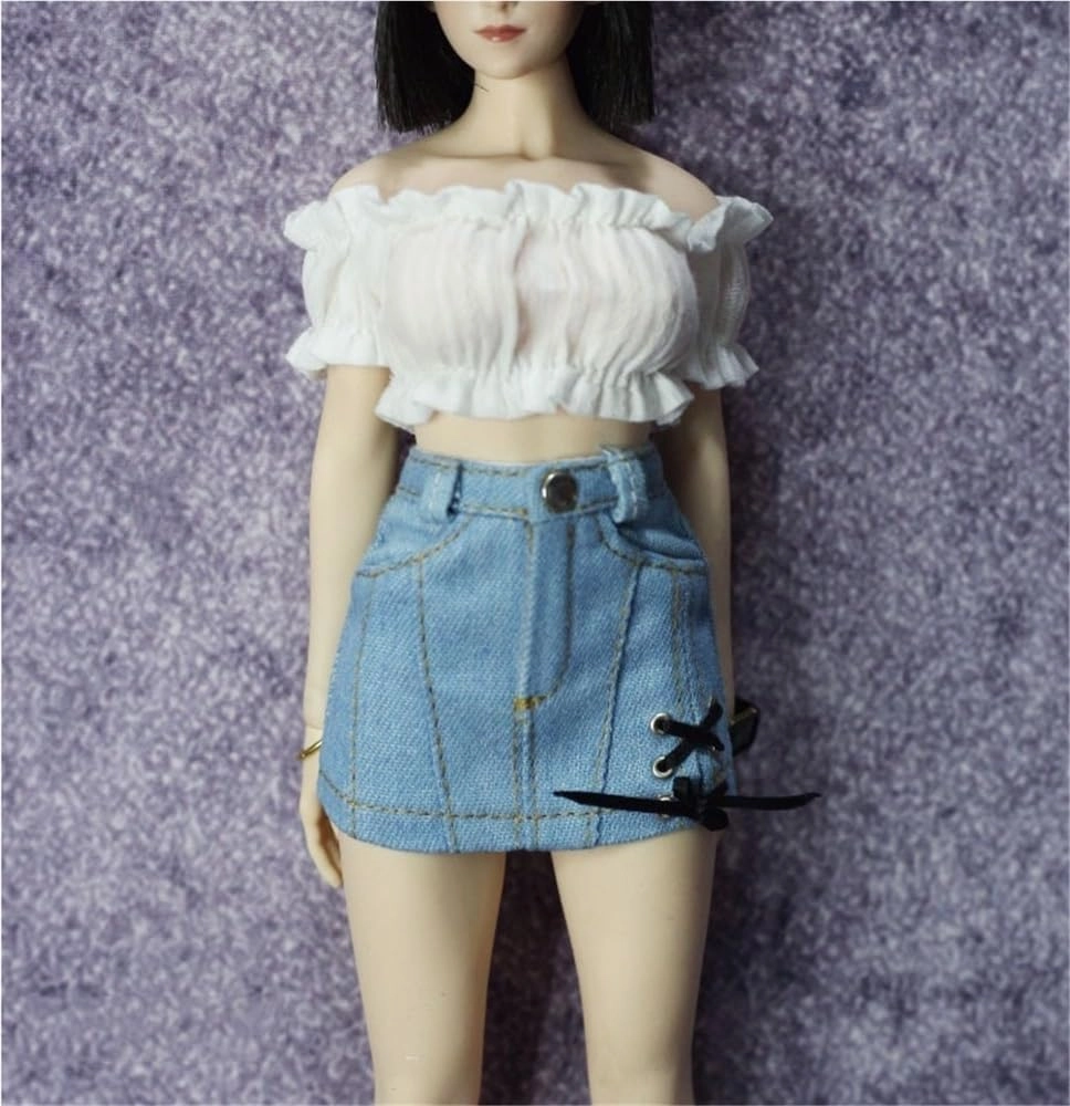 1/6 Scale Female,Figure Doll Clothes Strapless Sleeveless Shirt Denim Skirt for 12" Soldier Action Figure Doll