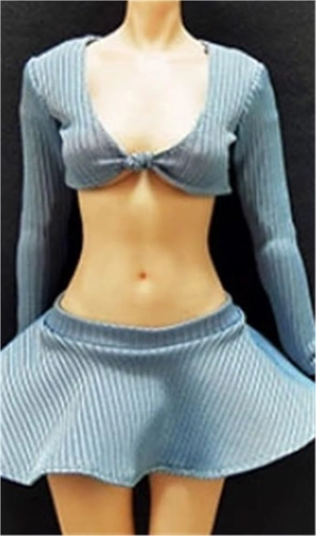 1/6 Scale Female,Figure Doll Clothes V Neck Sweater Pleated Skirts Costume for 12" Female Soldier Action Figure Doll(Blue)