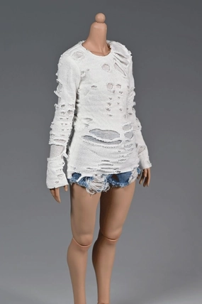 1/6 Scale Female Soldier Model Figure Doll Clothes Round Neck Hoodie T-Shirt for 12 Inch Movable Doll Action Figure Accessories Doll(White)