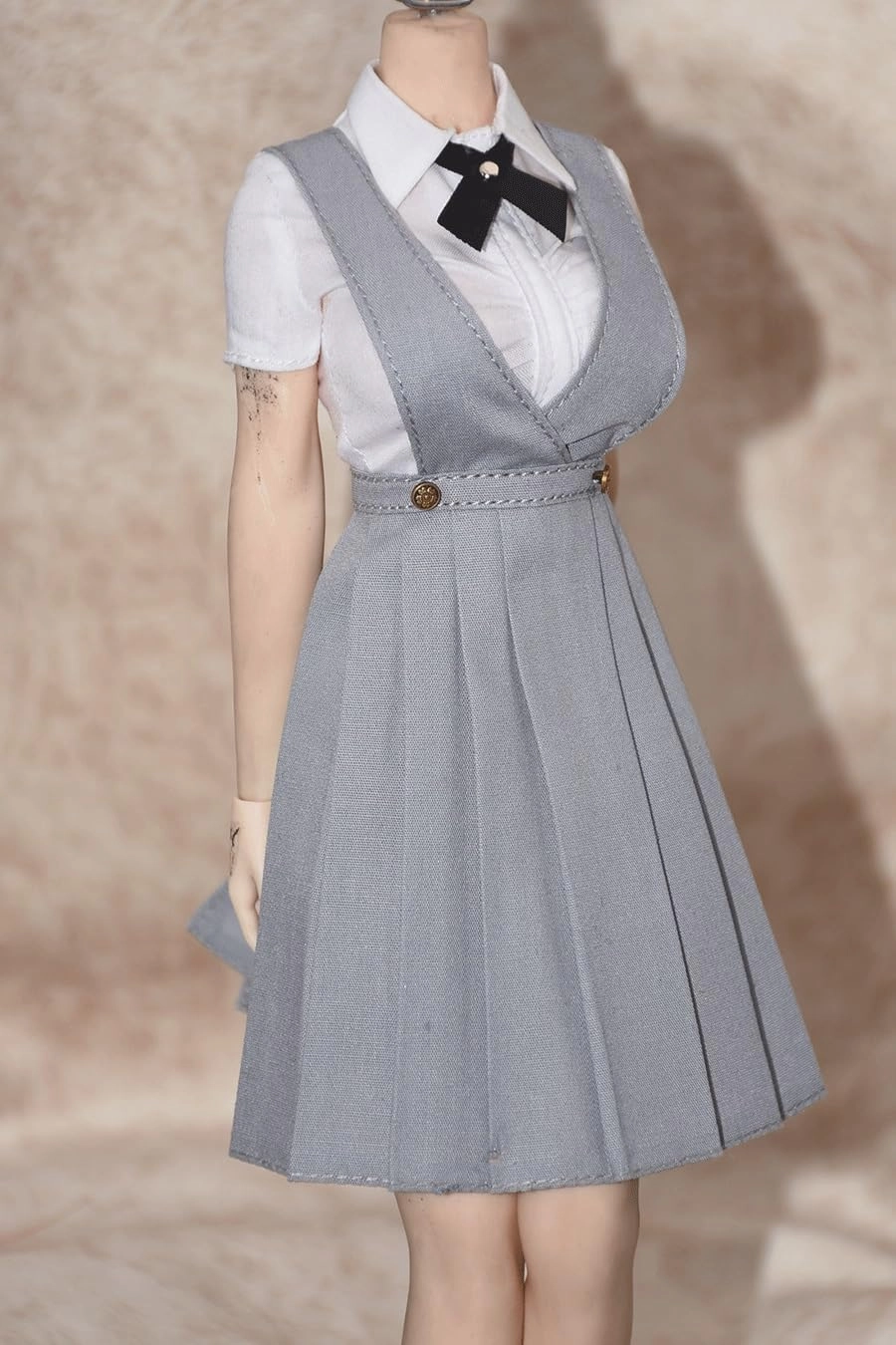 1/6 Scale Female Soldier Model Figure Doll Clothes Short Sleeved Shirt Vest Dress Accessories for 12 Inch Movable Doll Action Figure Miniatures Doll(Gray)