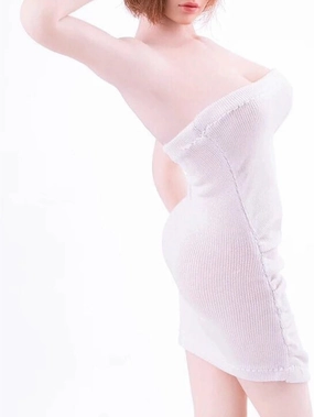1/6 Scale Female Soldier Model Figure Doll Clothes Strapless Dress for 12 Inch Movable Doll Action Figure Accessories Doll(White)